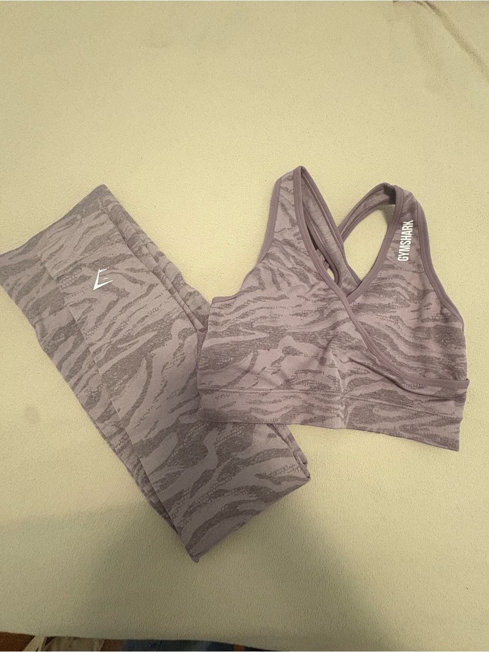 Gymshark Gray Zebra-Print Crossback Sports Bra